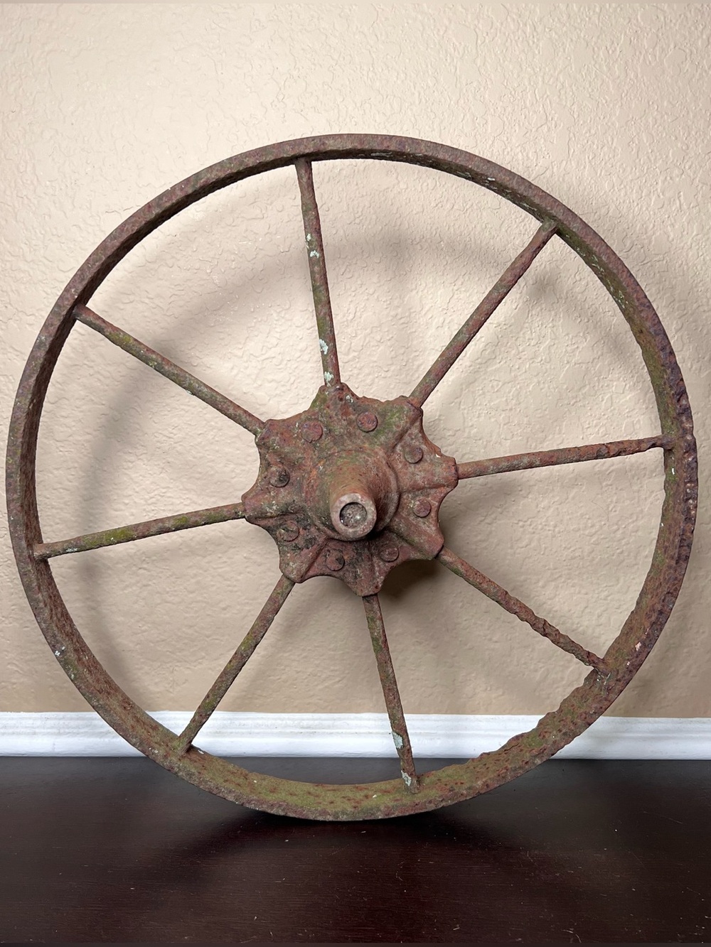 Antique 1800's Iron Agricultural Wheel, Primitive Farmhouse Decor, Rustic